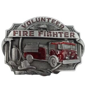 Vintage Siskiyou Buckle Co‎ Volunteer Firefighter Belt Buckle USA Pewter